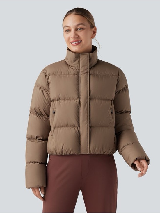 HALARA Jackets & Blazers - Halara Cropped Puffer Jacket in Taupe size S NWOT